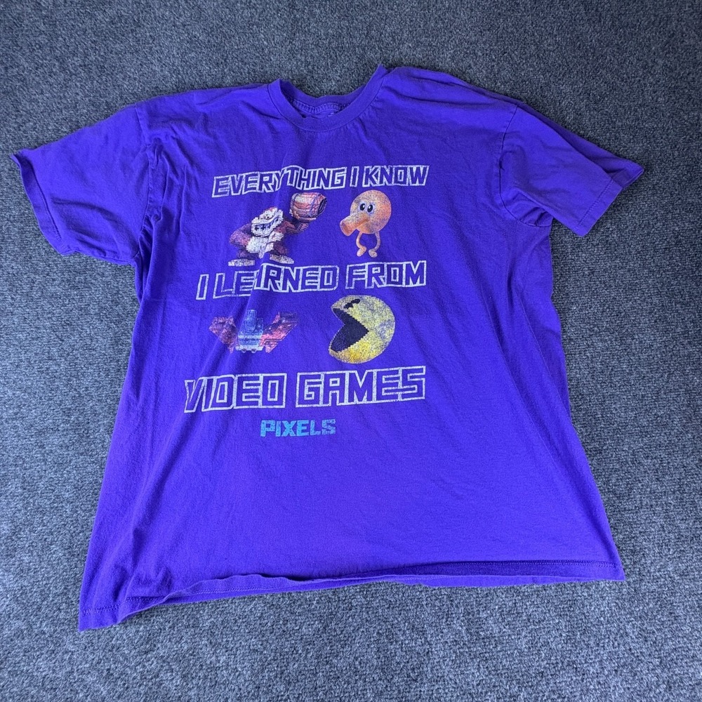 Pixels Movie T-Shirt Mens 2XL Blue Everything I Know I Learned From Video Games